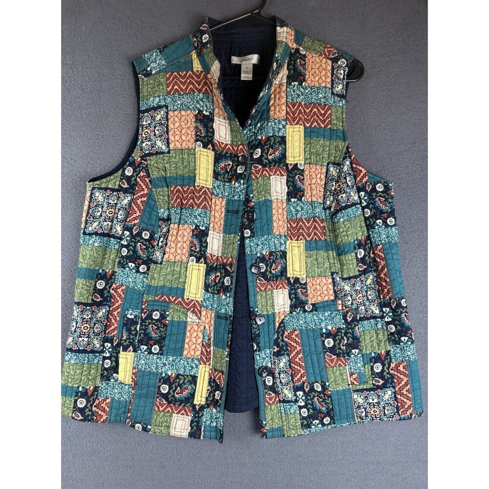 VTG Patchwork Reversible Quilted Vest Women's CJ Banks Size 1X